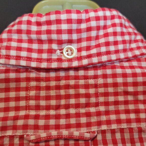 Vintage Red White Check Button Up Shirt Collar Mr Marvin Jamaica Estates Medium - Picture 5 of 6